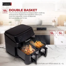 Century Digital Touch Screen Dual Window Air Fryer CAF-8340C (5L + 5L)