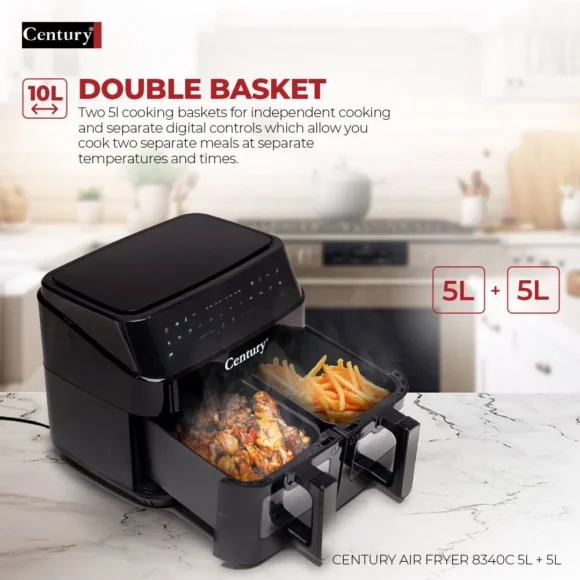 Century Digital Touch Screen Dual Window Air Fryer CAF-8340C (5L + 5L)