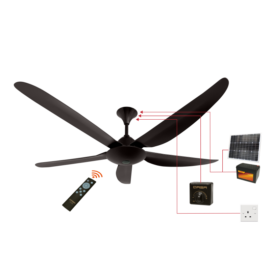 Qasa 56 Inch DC-AC Solar Ceiling Fan (Ebony Color) QCF-56 ACDC1