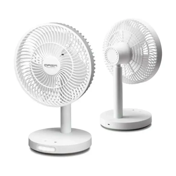 Qasa 7 Inch Rechargeable Fan QRF-2827 (Table Type), Lithium Battery