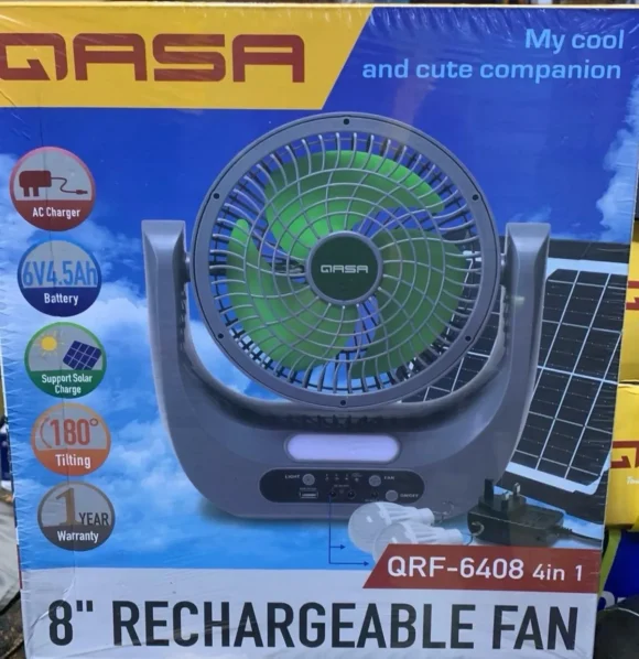Qasa 8 Inch Rechargeable Fan QRF-6408 4in1
