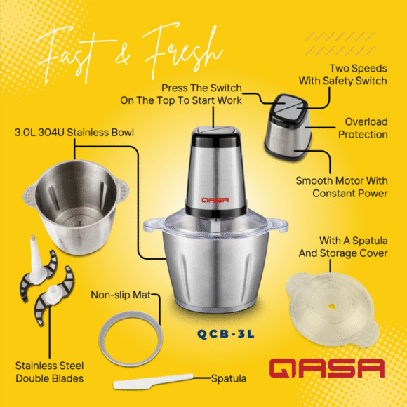 Qasa Chopper Blender QCB-3L Stainless