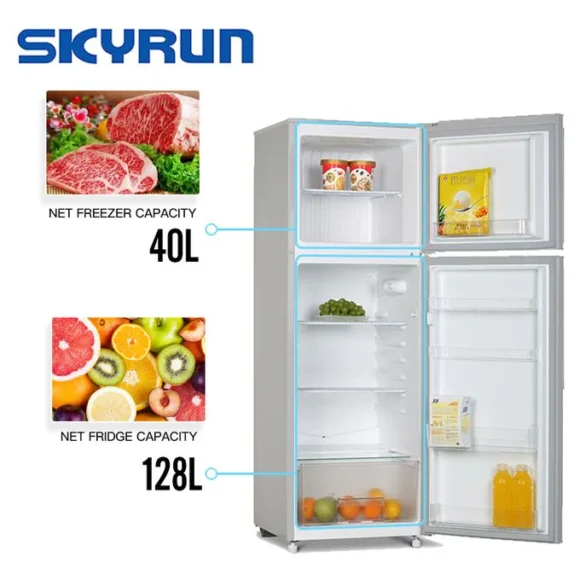 Skyrun 168-Litres Double Door Top Mount Refrigerator – Silver BCD-168M