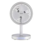 Century 8-Inch Rechargeable Fan with Solar Panel and 2 LED Bulbs FRCT 20-C3