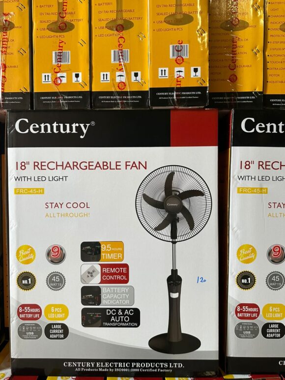 Century Rechargeable 18 Inch Five-Blade Fan FRC 45-H1