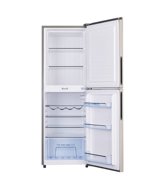 250L Double door refrigerator with large freezer compartment (up to 90L) and 100Hr frost retention after power outage.