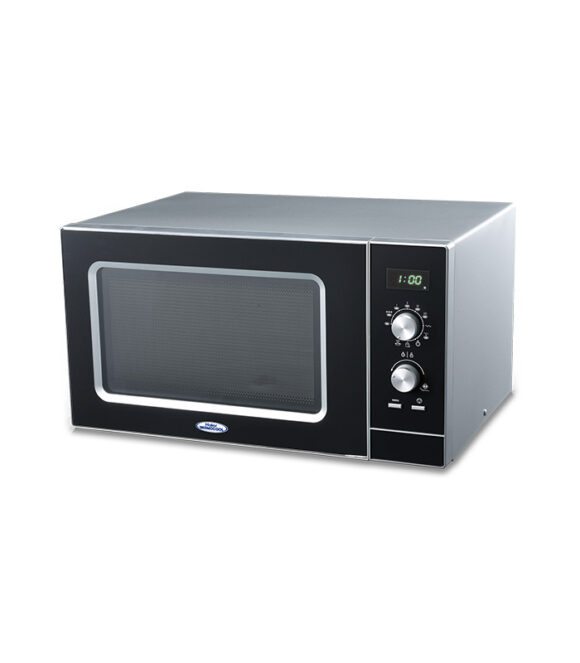 30Ltrs Grill Microwave Oven, Silver Colour Body, Black Panel, Mechanical Control