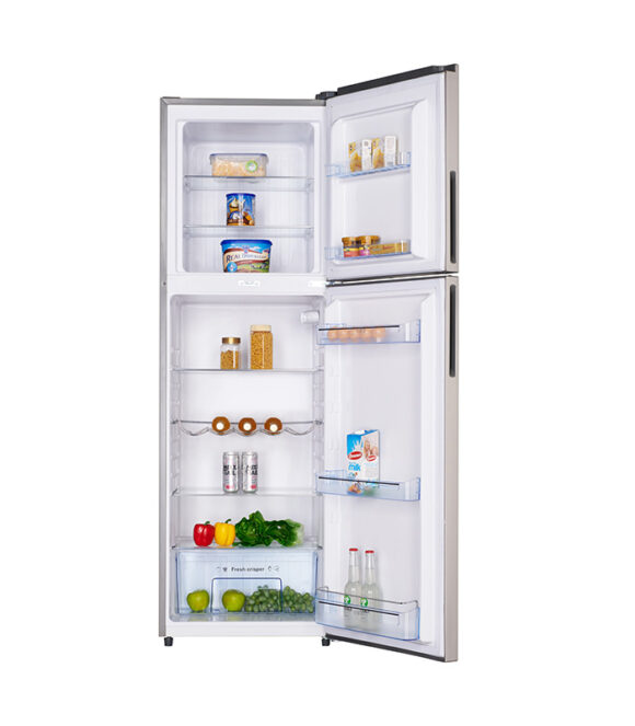 355L Double door refrigerator with large freezer compartment (up to 90L) and 100Hr frost retention after power outage