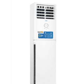 3hp GenPAL Floor Standing Inverter Air Conditioner. A robust solution for larger homes and commercial spaces, combining strong air flow with energy savings. 70% elelctricity savings.