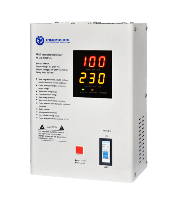5000W Wall-Mount Voltage Stabilizer with Digital Display & Delay Start