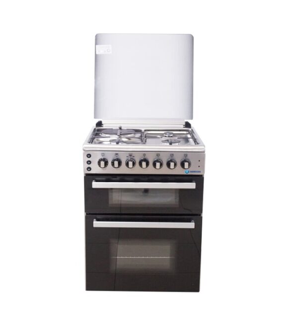 60x60cm Standing Cooker, 3 Gas 1 Elect Burners, High Grade S-Steel Top & Panel, Inox Body, Wide Finger Pot Stand, Oven & Grill, Oven Light, Electric Ignite, Chicken Rotisserie