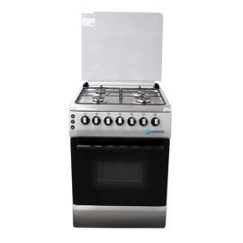 60x60cm Standing Cooker, 4 Gas Burners, High Grade S-Steel Top, Inox Body, Oven & Grill, Oven Light, Electric Ignite, Chicken Rotisserie, Oven Timer Knob