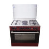 90x60cm Standing Cooker, 4 Gas 2 Elect Burners, High Grade S-Steel Top, Burgundy Body, Wide Finger Pot Stand, Oven & Grill, Oven Timer, Electric Ignite