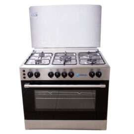 90x60cm Standing Cooker, 5 Burners, High Grade S-Steel Top & Panel, Inox Body, Wide Finger Pot Stand, Oven & Grill, 2 Oven Lights, Oven Timer, Electric Ignite