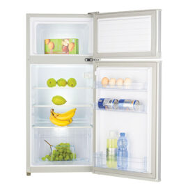 95L Double door refrigerator has large freezer compartment for longer freshness. Superfast cooling fridge performance.