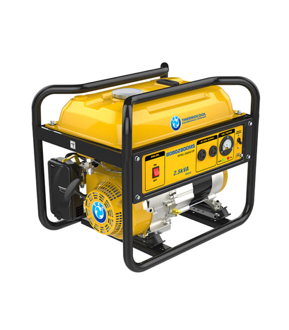 Bobo 2800MS. 25kVA-2kW. Single phase petrol generator. 4 stroke, OHV, forced air cooled, manual start, 196cc single cylinder engine. E.g. lightings, TV, Fans and small fridge