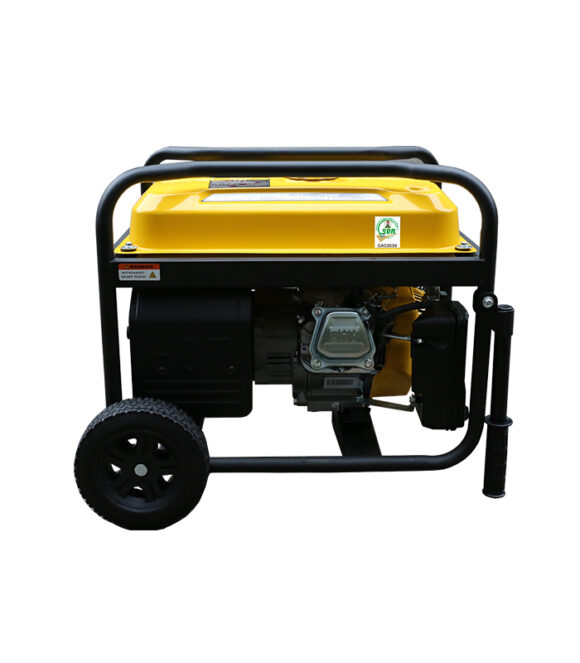 Hustler 4000ES. 3.75kVA-3.0kW. Single phase petrol generator. 4 stroke, OHV, forced air cooled, electric start, 223cc single cylinder engine. E.g. lightings, TV, Fans, Fridge, small AC