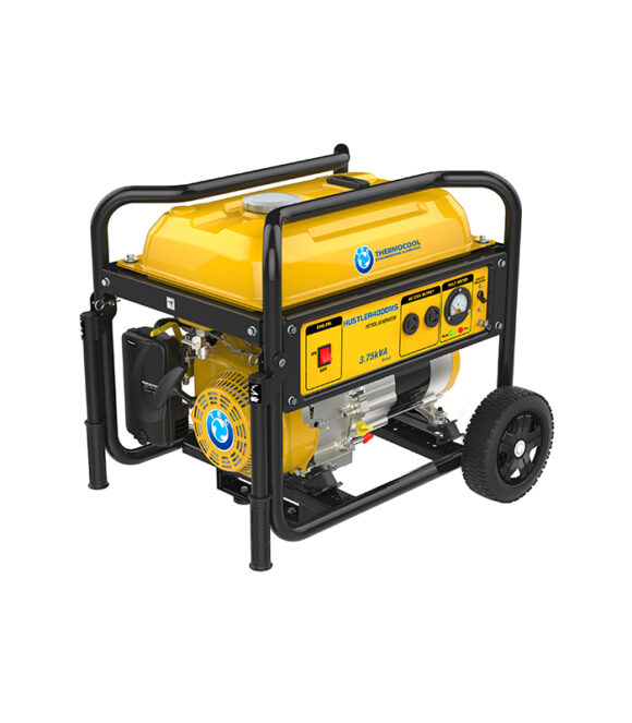 Hustler 4000MS. 3.75kVA-3.0kW. Single phase petrol generator. 4 stroke, OHV, forced air cooled, manual start, 223cc single cylinder engine. E.g. lightings, TV, Fans, Fridge, small AC